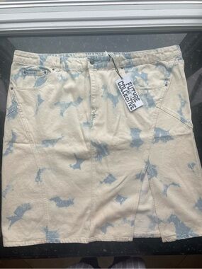 Future Collective Bleach-Effect Cream Midi Skirt